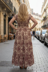 Keny's Boutique V-Neck Printed Maxi Dress with Smocked Waist