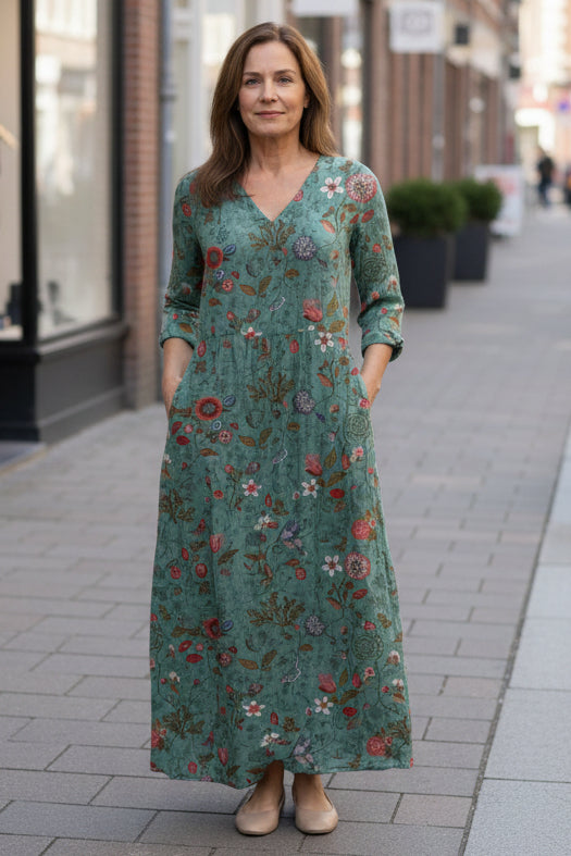 Keny's Boutique Fit & Flare Floral Maxi Dress with Pockets