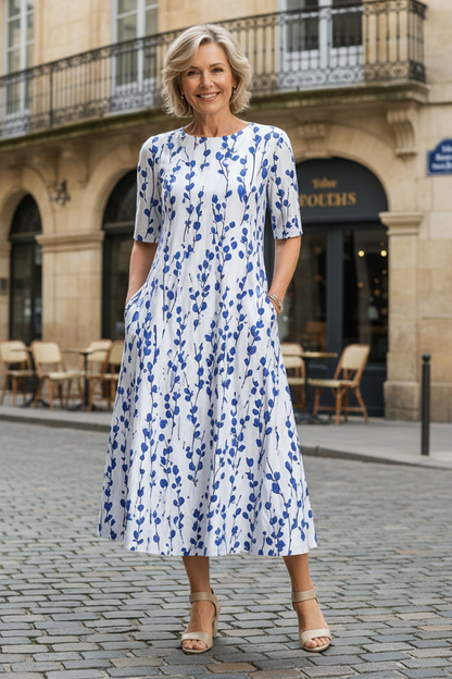 Keny's Boutique Fit & Flare Midi Dress with Side Pockets