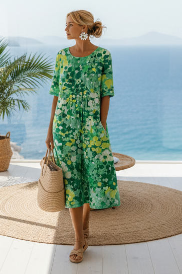 Keny's Boutique Round Neck Floral Print Midi Dress